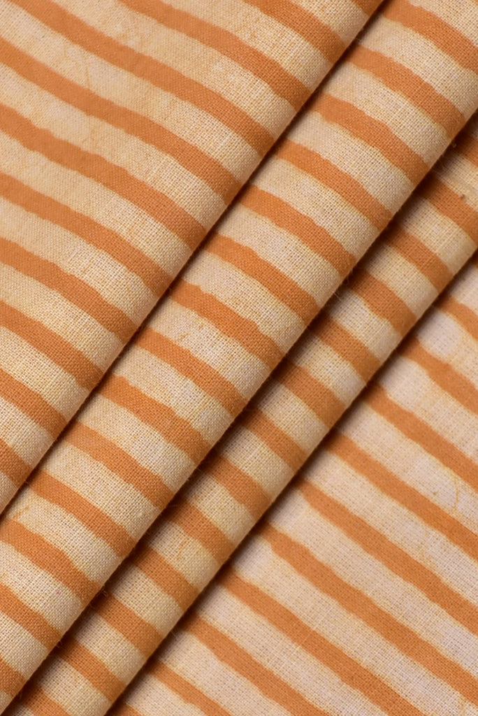 Peach Stripes Print Cotton Fabric