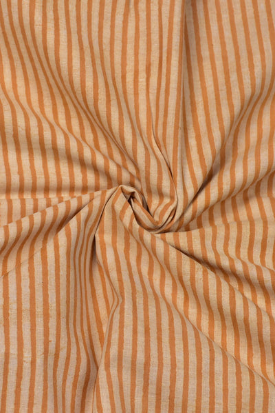 Peach Stripes Print Cotton Fabric