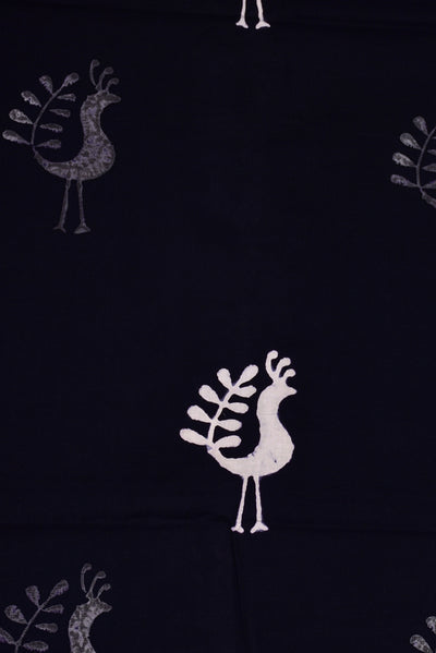 Black Bird Print Cotton Fabric