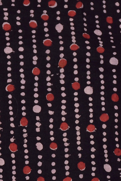 (Cut Piece 0.55 Mtr) Black Polka Dots Print Cotton Fabric
