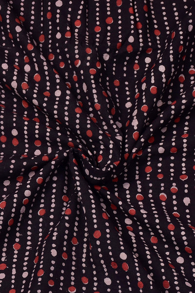 Black Polka Dots Print Cotton Fabric