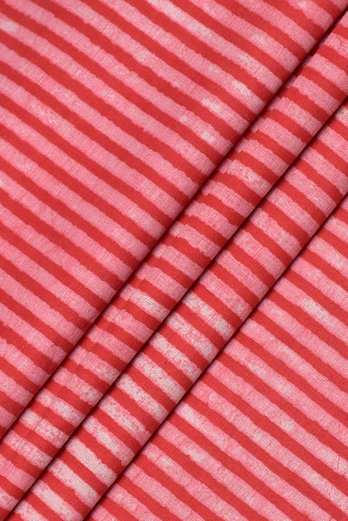 Red Stripes Print Cotton Fabric