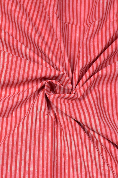 Red Stripes Print Cotton Fabric