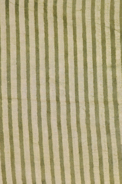 Light Green Stripes Print Cotton Fabric