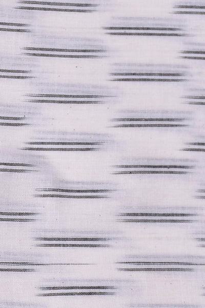 White Abstract Print Ikat Fabric
