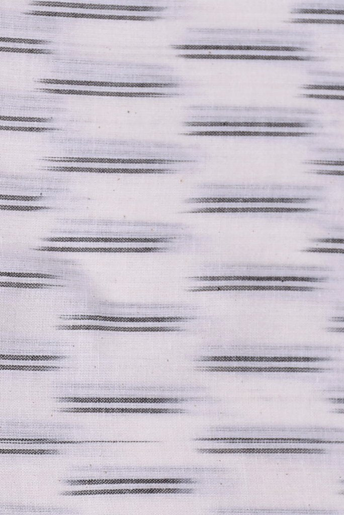 (Cut Piece 0.50 Mtr) White Abstract Print Ikat Fabric