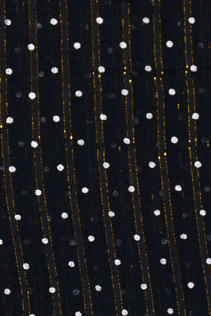 Black Polka Dots Print Cotton Lurex Fabric