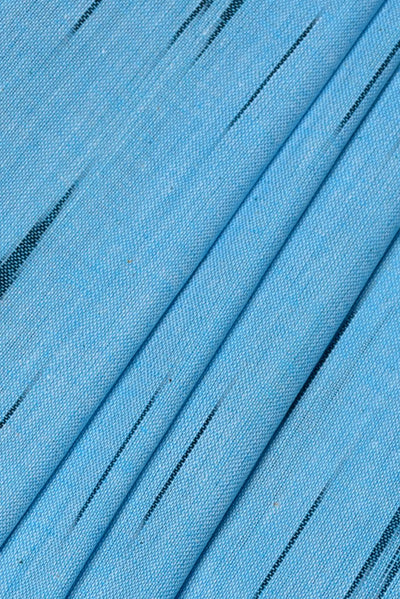 (Cut Piece 0.60 Mtr) Sky Blue Abstract Print Ikat Fabric