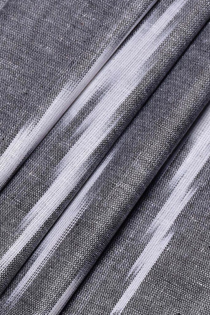 (Cut Piece 0.50 Mtr) Grey Abstract Print Ikat Fabric