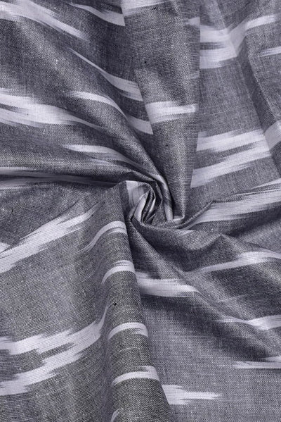 (Cut Piece 0.50 Mtr) Grey Abstract Print Ikat Fabric
