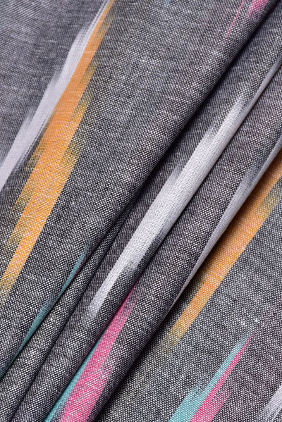 Grey Abstract Print Ikat Fabric