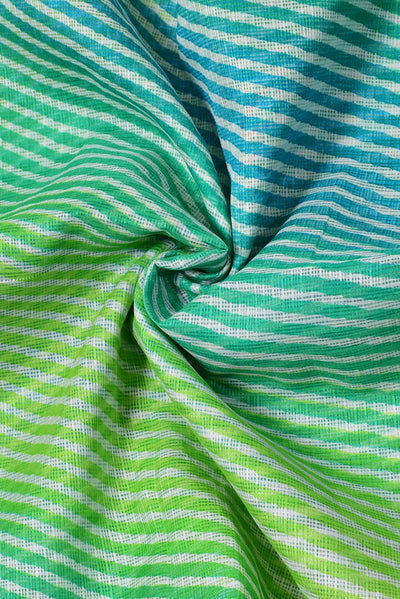 Blue & Green Stripes Print Kota Doria Fabric