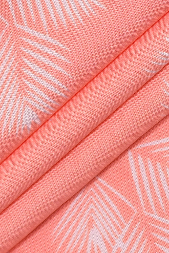 Peach Leaf Print Rayon Fabric