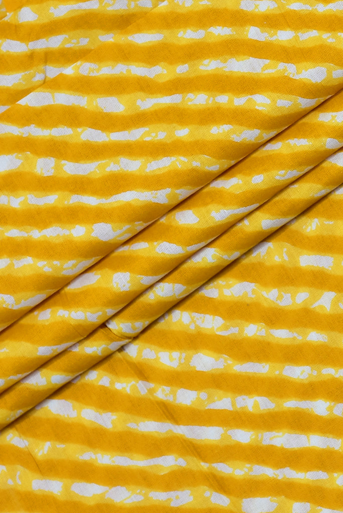 Yellow Leheria Print Cotton Fabric