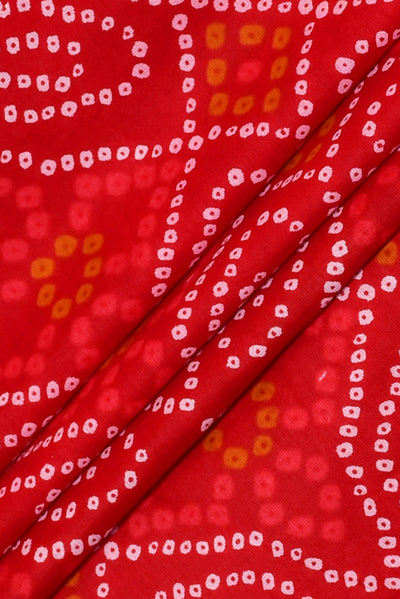 Red Bandhan Print Cotton Fabric