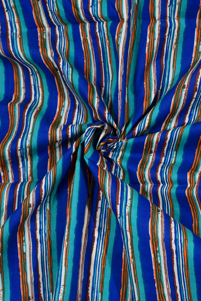 Multi Color Stripes Print Cotton Fabric