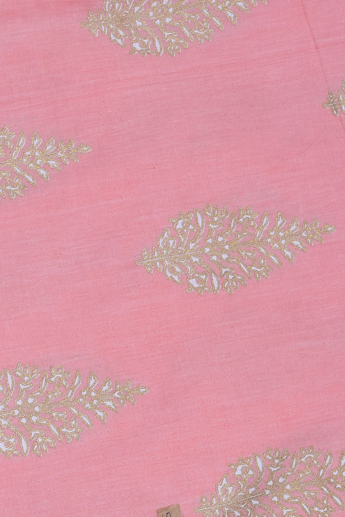 Peach Flower Print Rayon  Fabric