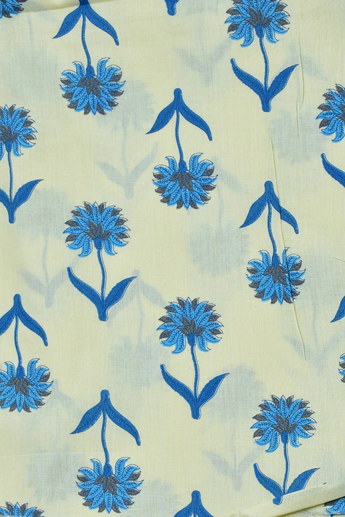 Pale Blue Flower Print Rayon Fabric