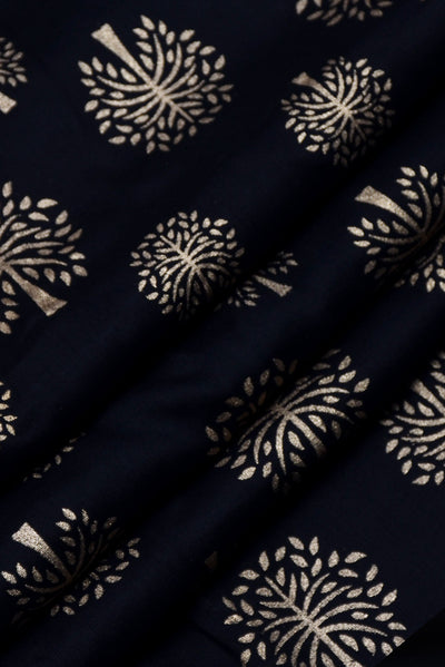 Black Tree Printed Rayon Fabric