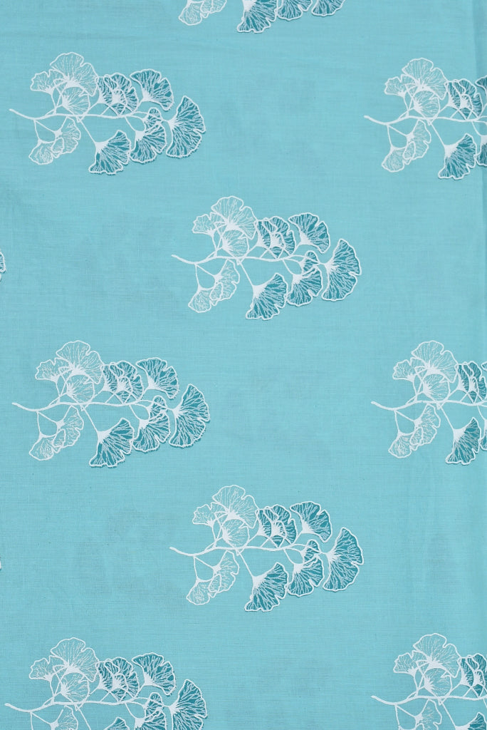 Seagull Blue Flower Print Cotton Fabric