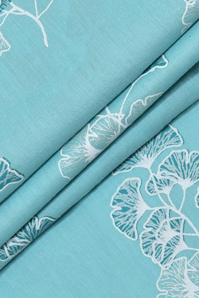 Seagull Blue Flower Print Cotton Fabric