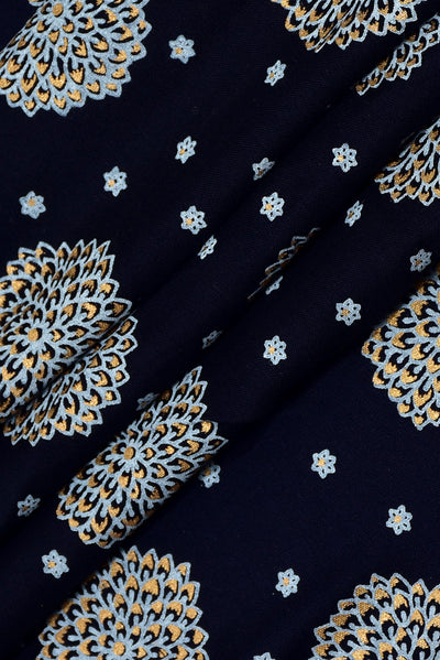 Blue Geometric Print Cotton Fabric