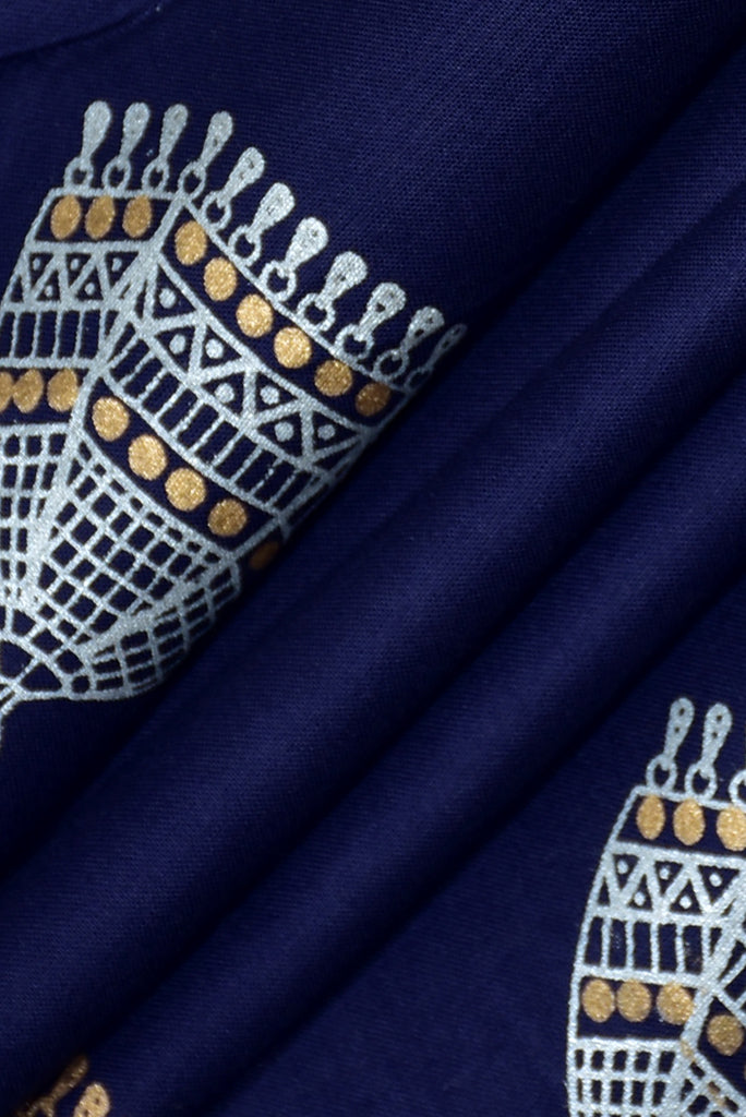 Blue Jhumka Print Rayon Fabric
