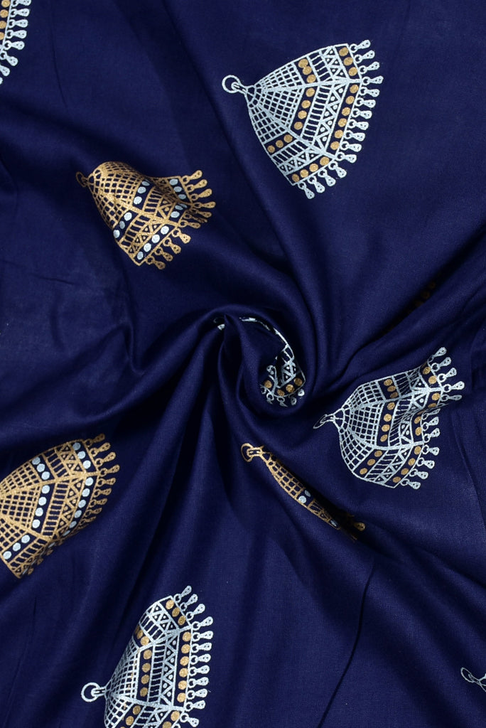 Blue Jhumka Print Rayon Fabric