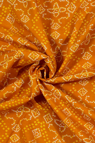 Brown Bandhan Print Rayon Fabric