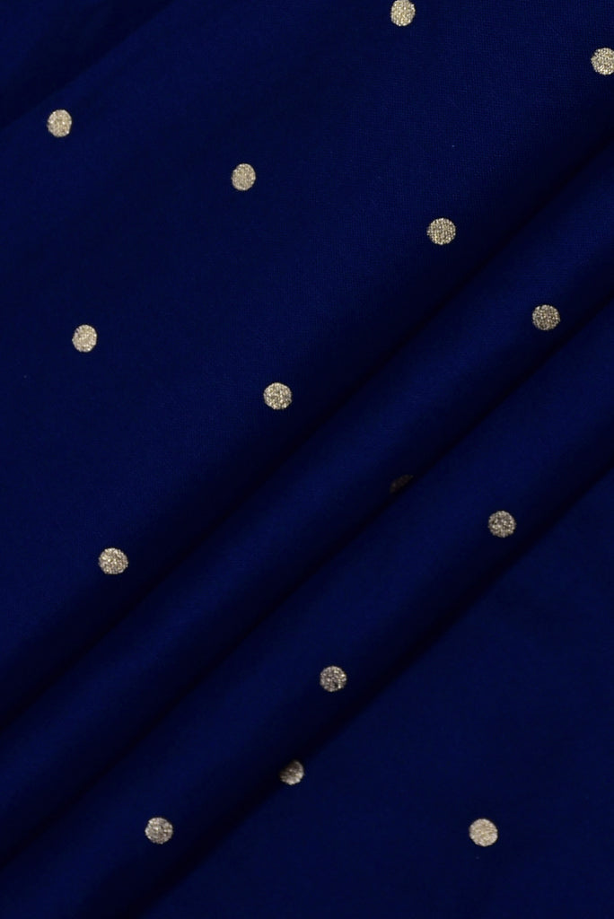 Blue Polka Dot Print Rayon Fabric