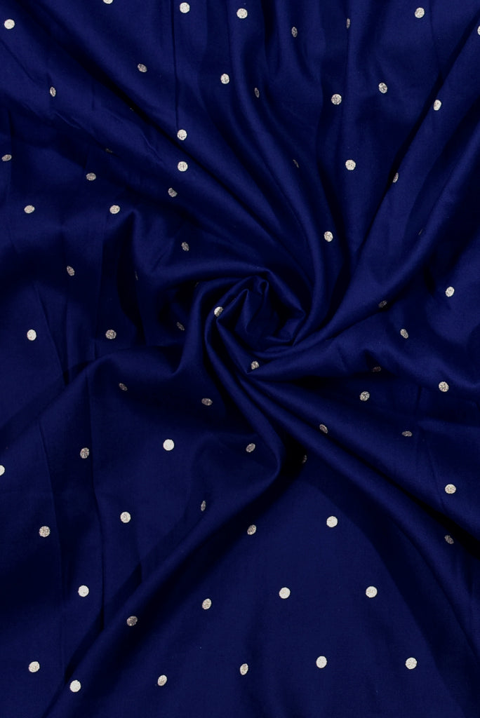 Blue Polka Dot Print Rayon Fabric