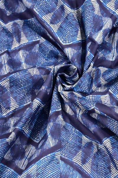 Blue Abstract Print Cotton Fabric