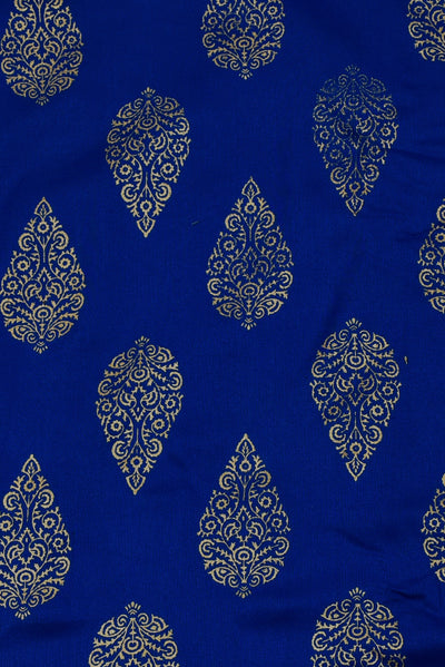 (Cut Piece 0.55 Mtr) Blue Butta Print Rayon Fabric