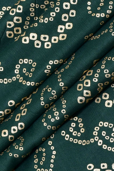 Green Gold Printed Rayon Fabric