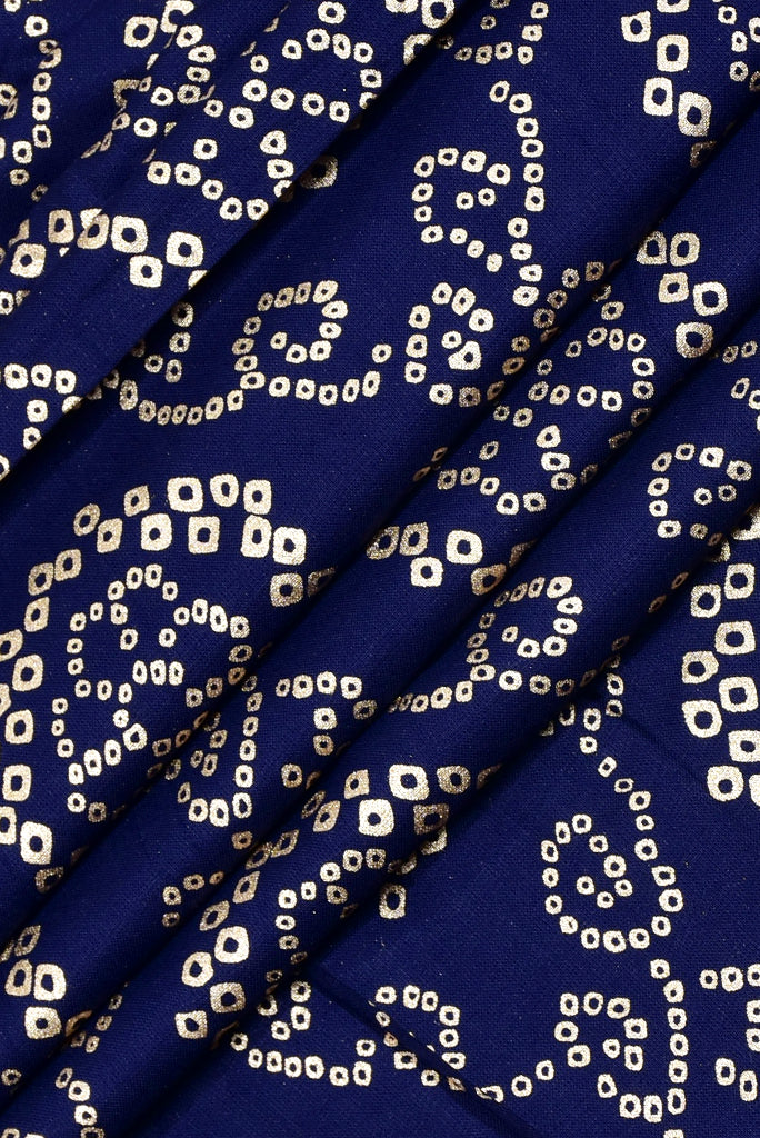 Blue Gold Printed Rayon Fabric