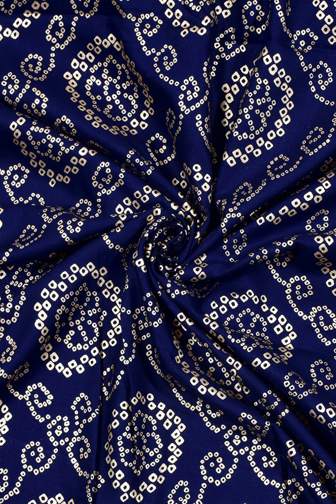 Blue Gold Printed Rayon Fabric
