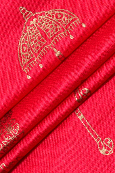 Red Umbrella Print Rayon Fabric