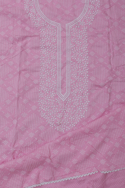 Pink Heavy Work Rayon Unstitched Suit Set with Dupatta