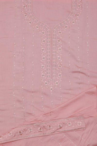 Peach Jaam Silk Cotton Unstitched Suit Set with Dupatta