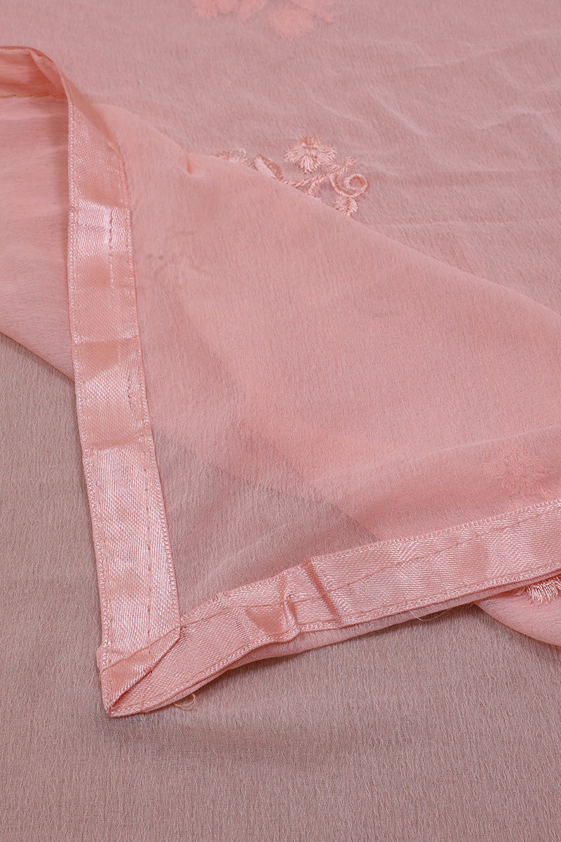 Peach Jaam Silk Cotton Unstitched Suit Set with Dupatta