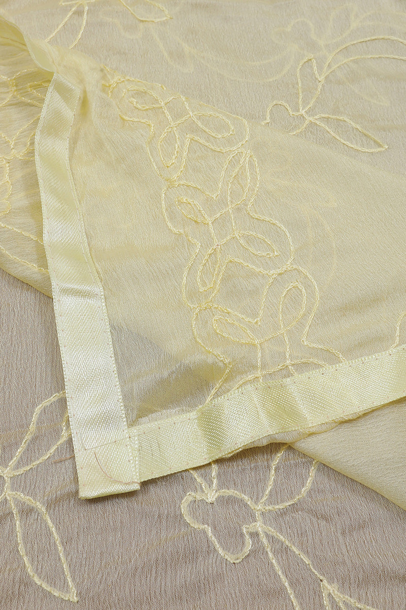 Light Yellow Fancy Jaam Silk Cotton Unstitched Suit Set with Dupatta
