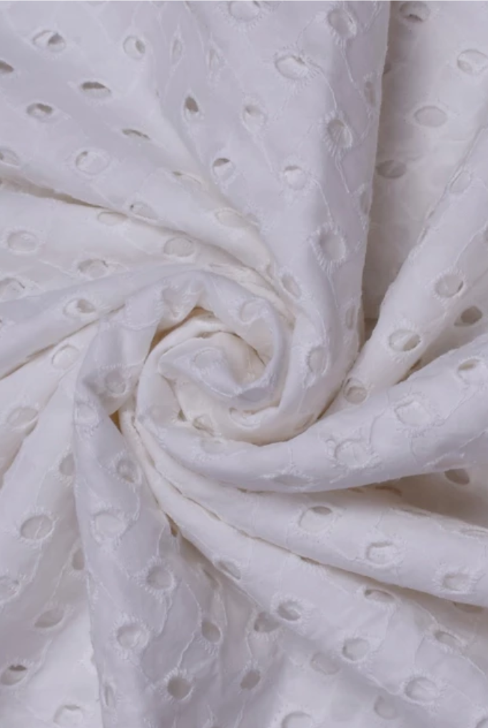 White Chikan Cotton Fabric