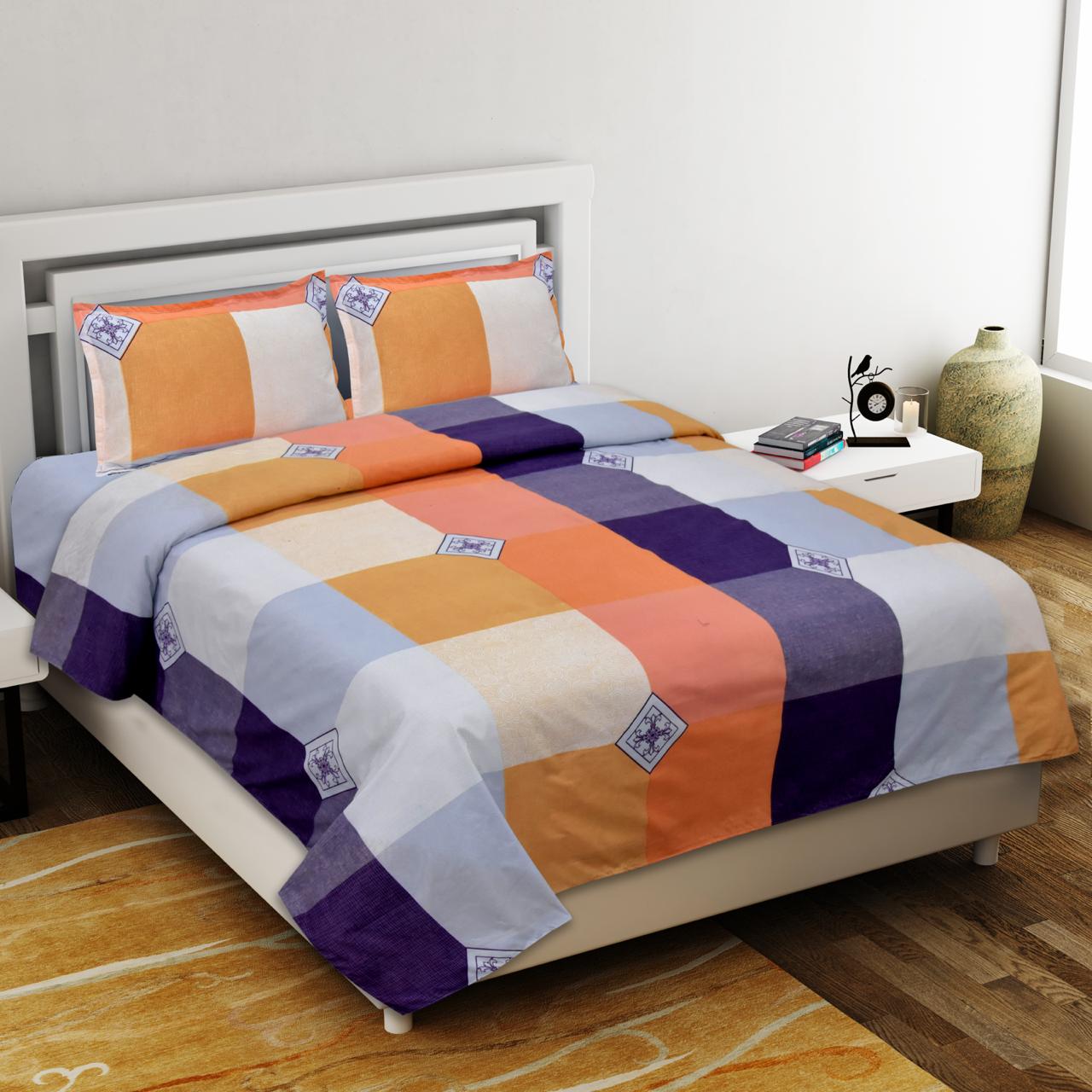 Multi Color Printed King Size Poly Cotton Bed Sheet