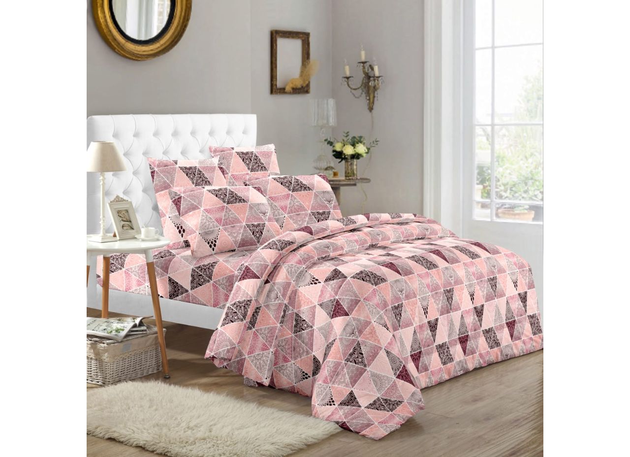 Pink Diamond All over Printed Extra Large King Size Twil Cotton Bed Sheet 108*108