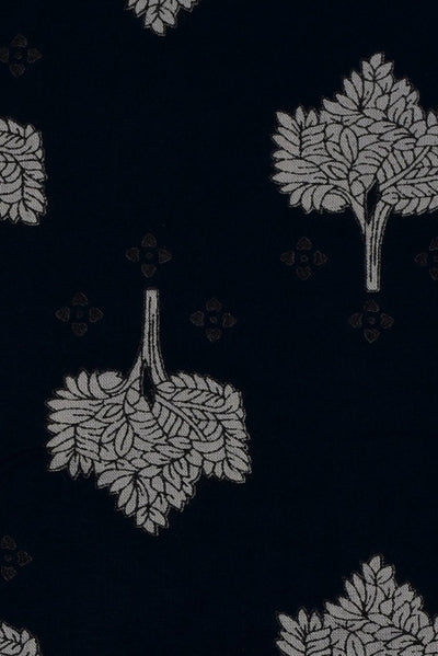 Dark Green Plant Print Rayon Fabric