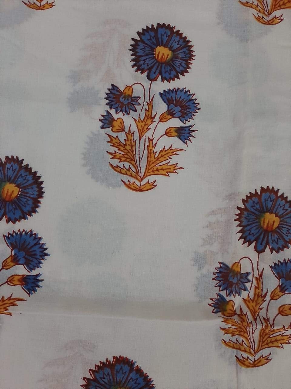 Pink & blue Flower Print  Cotton Fabric