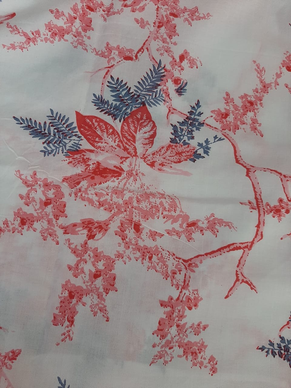 Pink Flower Print  Cotton Fabric