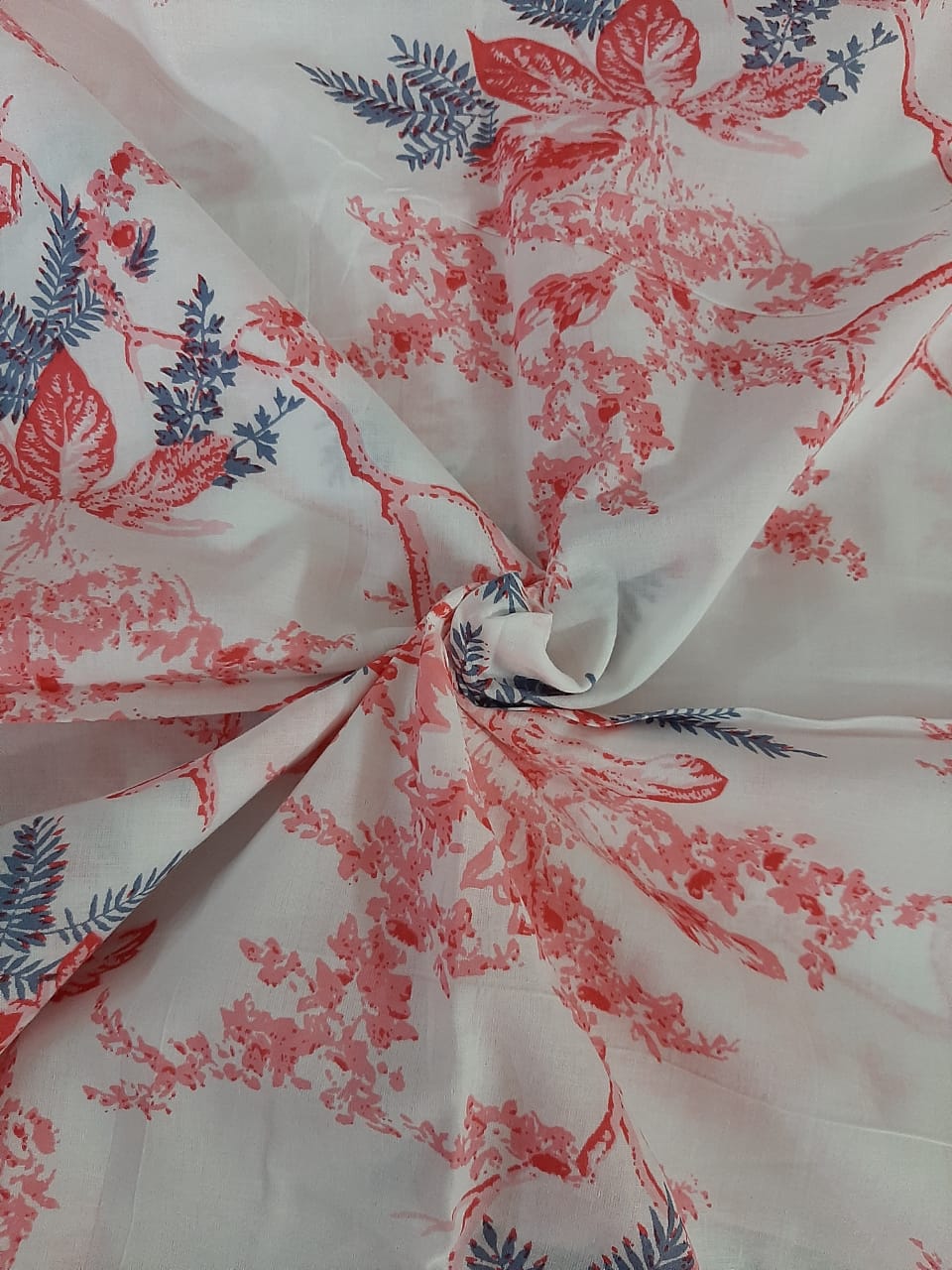 Pink Flower Print  Cotton Fabric