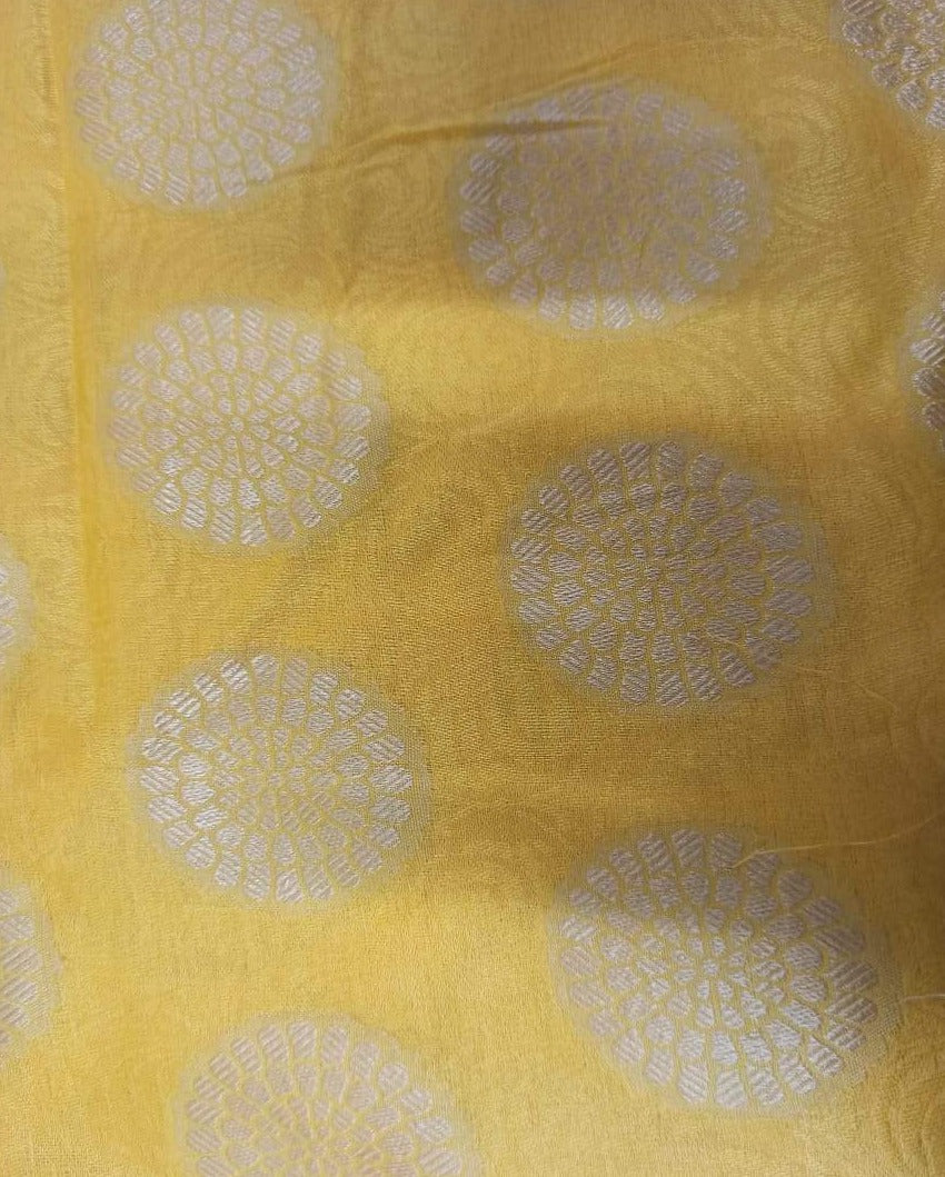 Yellow & Gold  Flower Print  Cotton Fabric