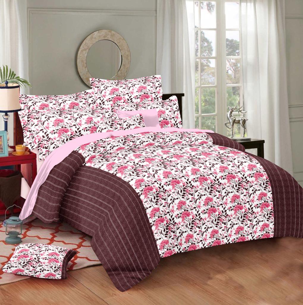 Very Beautiful and Designer Pink Flower Print XXL King Size Cotton Bed Sheet 108*108